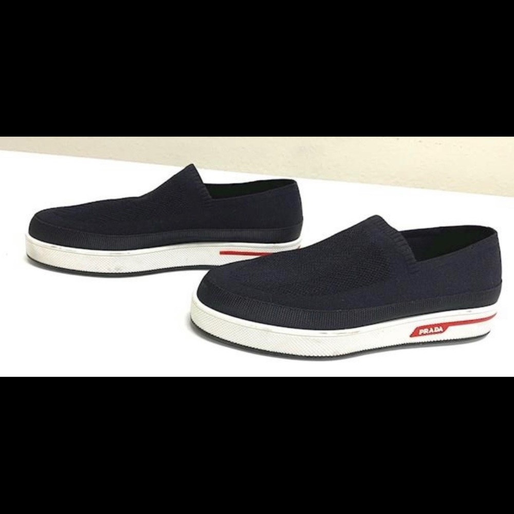 NWOT PRADA Women’s Twill Knit Black Slip On Shoes, Size Eu 38 1/2.  Classy!
